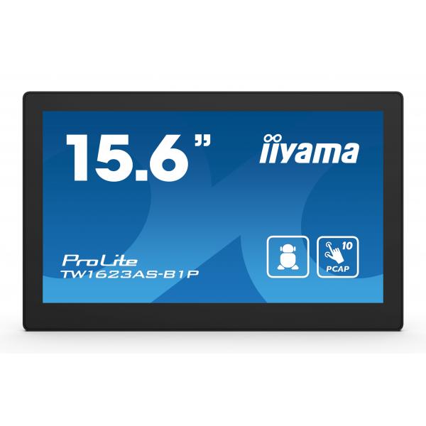 iiyama TW1623AS-B1P visualizzatore di messaggi Pannello piatto interattivo 39,6 cm (15.6") Wi-Fi 450 cd/m Double Full HD Nero Touch screen Processore integrato Android 24/7 [TW1623AS-B1P]