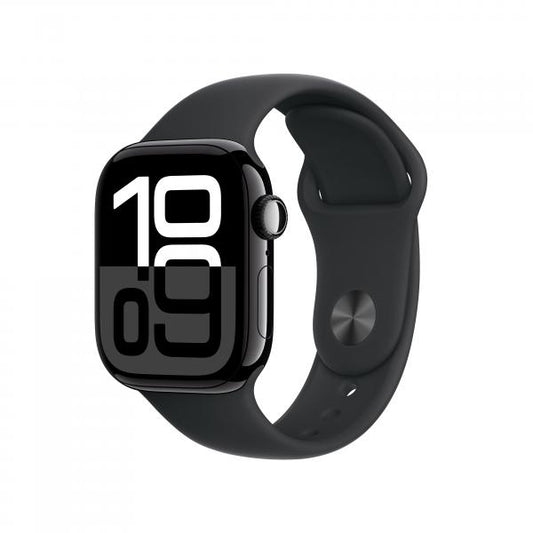 APPLE WATCH SERIES 10 GPS 42MM JET BLACK ALUMINIUM CASE WITH BLACK SPORT BAND - S/M [MWWE3QL/A]