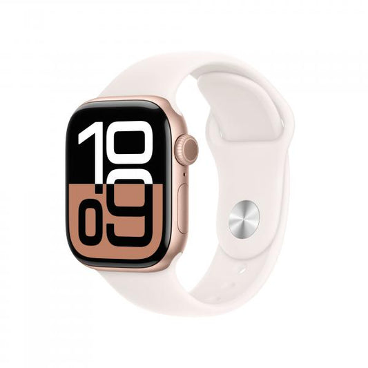 APPLE WATCH SERIES 10 GPS 42MM ROSE GOLD ALUMINIUM CASE WITH LIGHT BLUSH SPORT BAND - M/L [MWWJ3QL/A]