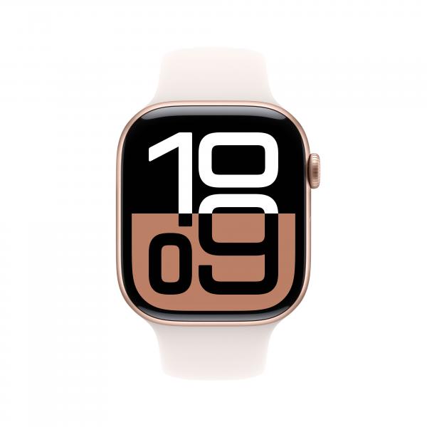 APPLE WATCH SERIES 10 GPS 46MM CAJA DE ALUMINIO EN ORO ROSA CON CORREA DEPORTIVA ROSA CLARO - S/M [MWWT3QL/A]