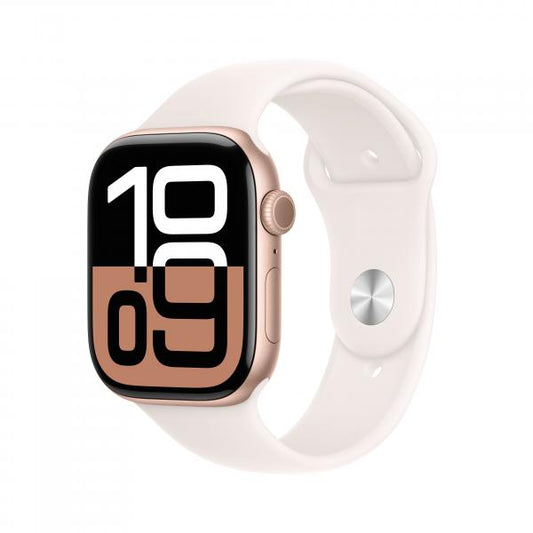 APPLE WATCH SERIES 10 GPS 46MM CAJA DE ALUMINIO EN ORO ROSA CON CORREA DEPORTIVA ROSA CLARO - S/M [MWWT3QL/A]