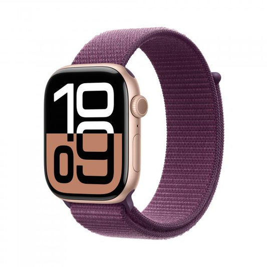 APPLE WATCH SERIES 10 GPS 46MM ROSE GOLD ALUMINIUM CASE WITH PLUM SPORT LOOP [MWWV3QL/A]