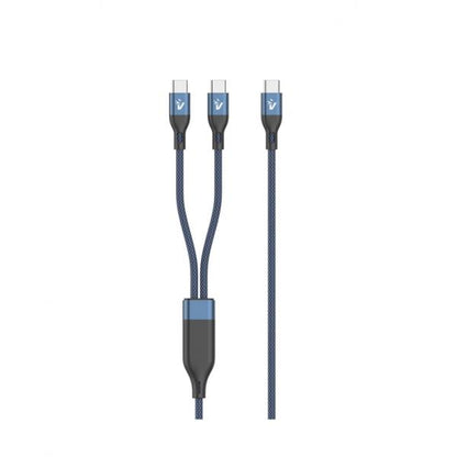 CABLE PARA SMARTPHONE VULTECH TIPO C A 2 TIPO C, 1,2 m, 5,0 A 100 W, NYLON, AZUL [CS-NCCC12BL]