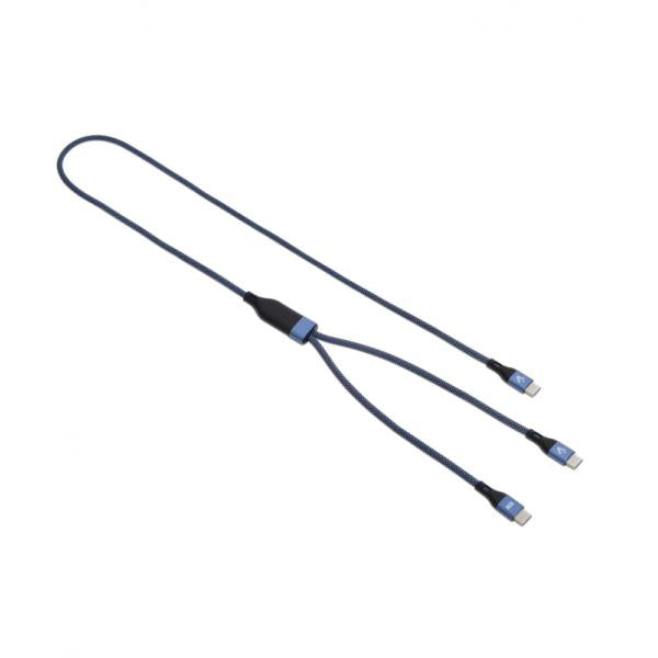 CABLE PARA SMARTPHONE VULTECH TIPO C A 2 TIPO C, 1,2 m, 5,0 A 100 W, NYLON, AZUL [CS-NCCC12BL]