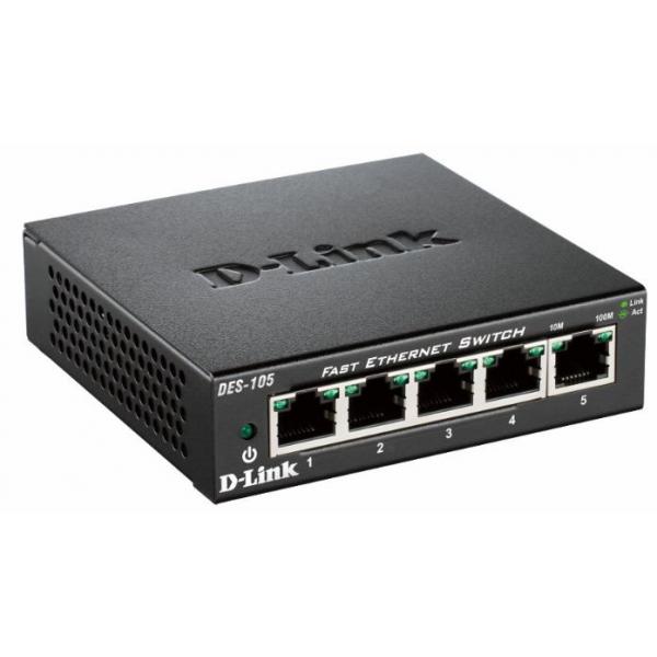 D-LINK SWITCH 5 PORTE 10/100 CASE METALLICO [DES-105]