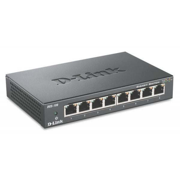 SWITCH D-LINK 8 PUERTOS GIGABIT CAJA METALICA [DGS-108] 