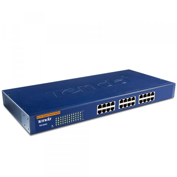 TENDA SWITCH 24 PORTE GIGABIT 10/100/1000, CAPACITA SWITCHING 48GBPS, PROTEZIONE FULMINI 6KV [TEG1024G]