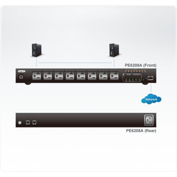 Aten 8-Port Intelligent 1U ECO Power Distribution Unit (PDU), Metered (7 x C13, 1 x C19) PE6208G-ATA-G [PE6208G-ATA-G]