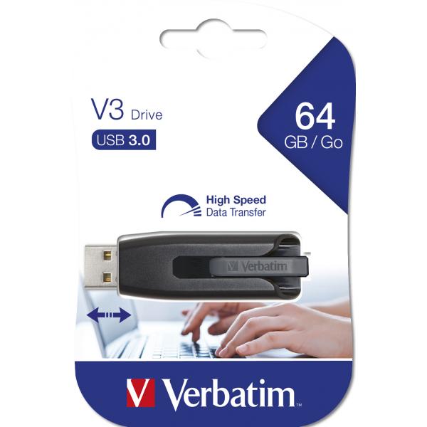 VERBATIM PEN DISK 64GB USB3.0 DISCO STORENGO V3 NEGRO [049174]