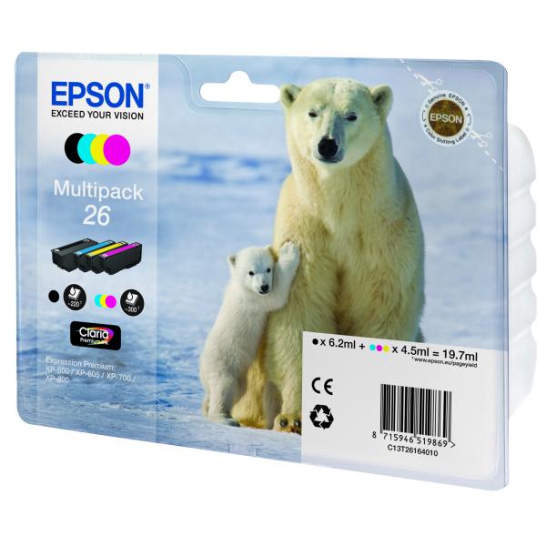 Epson Oso polar Multipack 26 (4 colores: NCMG) [C13T26164010]