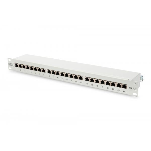 Digitus CAT 6 patch panel - shielded - 482x44x109 mm - 24-port RJ45 Rack mount - 8P8C - LSA - 1U - Grey [DN-91624S]