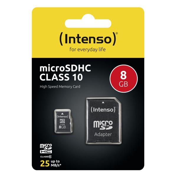 INTENSO MICRO SDHC 8GB CLASSE 10 + ADATTATORE SD [3413460]