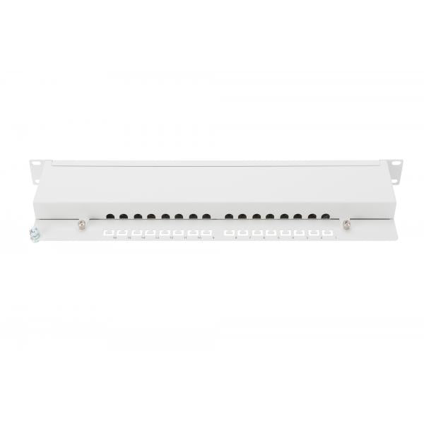 DIGITUS 19" SHIELDED PATCH PANEL 16 PORTS 8 POLES RJ45 FOR CATEGORY 6 NETWORKS - 1 UNIT GRAY [DN91616S]