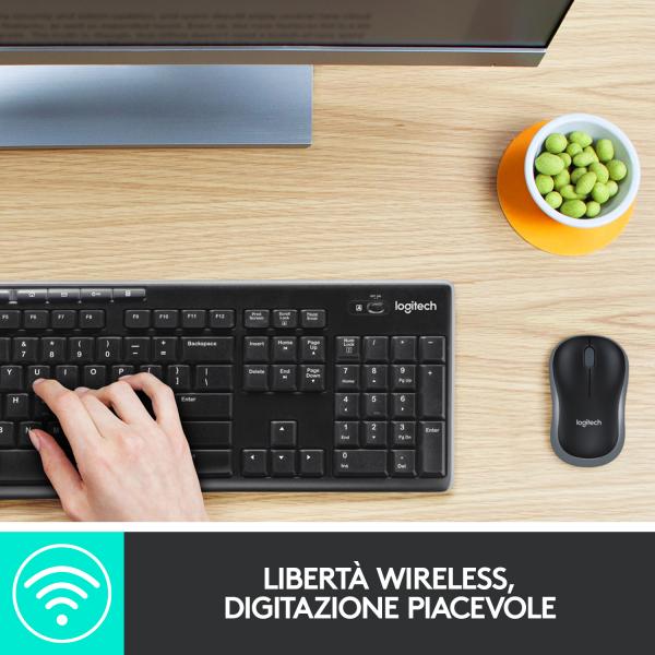 Logitech MK270 Combo Tastiera e Mouse Wireless per Windows, 2,4 GHz Wireless, Mouse Compatto, 8 Tasti Multimediali e di Scelta Rapida, Durata della Batteria 2 anni, per PC, Laptop [920-004512]