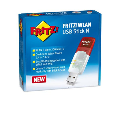 AVM FRITZ!WLAN USB Stick N v2 Adattatori Wireless N 2.4 e 5 GHz 300 Mb/s WPS/WPA2 - PROMO FINO AD ESAURIMENTO SCORTE 20002605 [20002605]