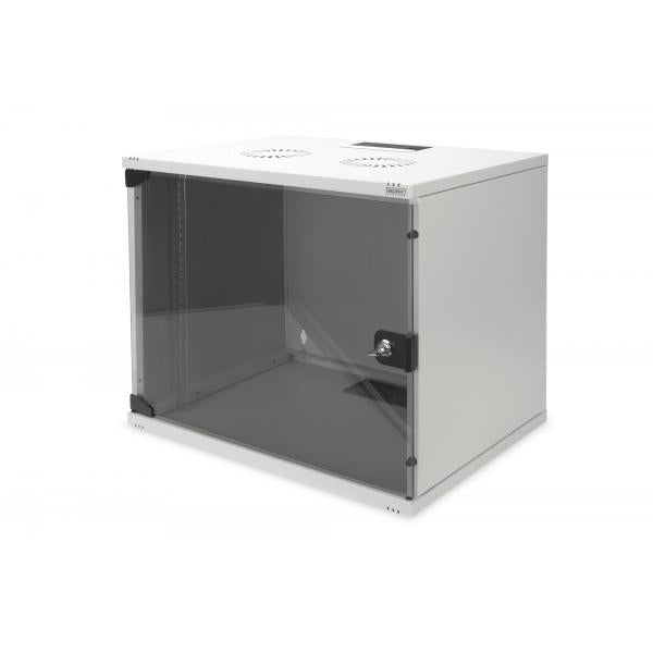 Gabinete de montaje en pared Digitus 9U - SOHO - sin montar 460x540x400 mm - puerta frontal de vidrio - Gris [DN-1909-US-1]