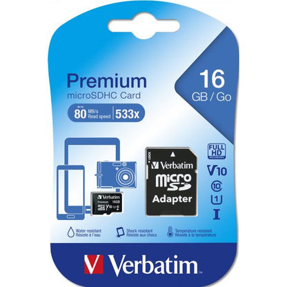 Verbatim Premium 16 GB MicroSDHC Classe 10 [44082]