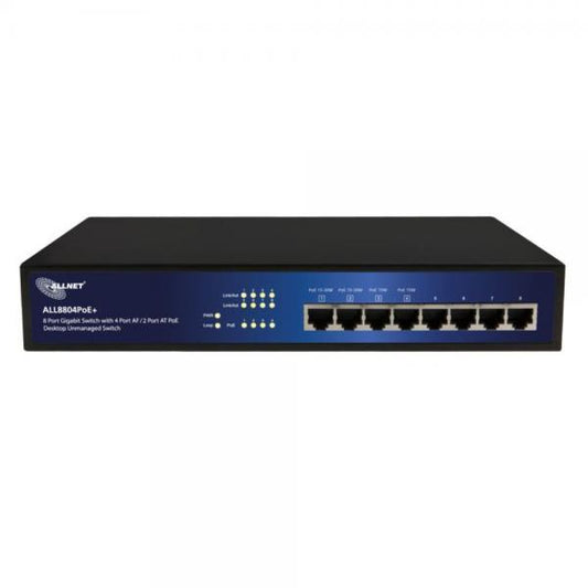 Allnet ALL8804PoE+, switch unmanaged 8 ports Gigabit HPoE, 4x802.3af o 2x802.3at ALL8804PoE+ [ALL8804PoE+]