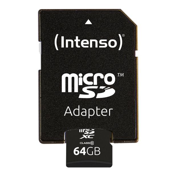 INTENSO MICRO SDHC 64GB CLASSE 10 + ADATTATORE SD [3413490]