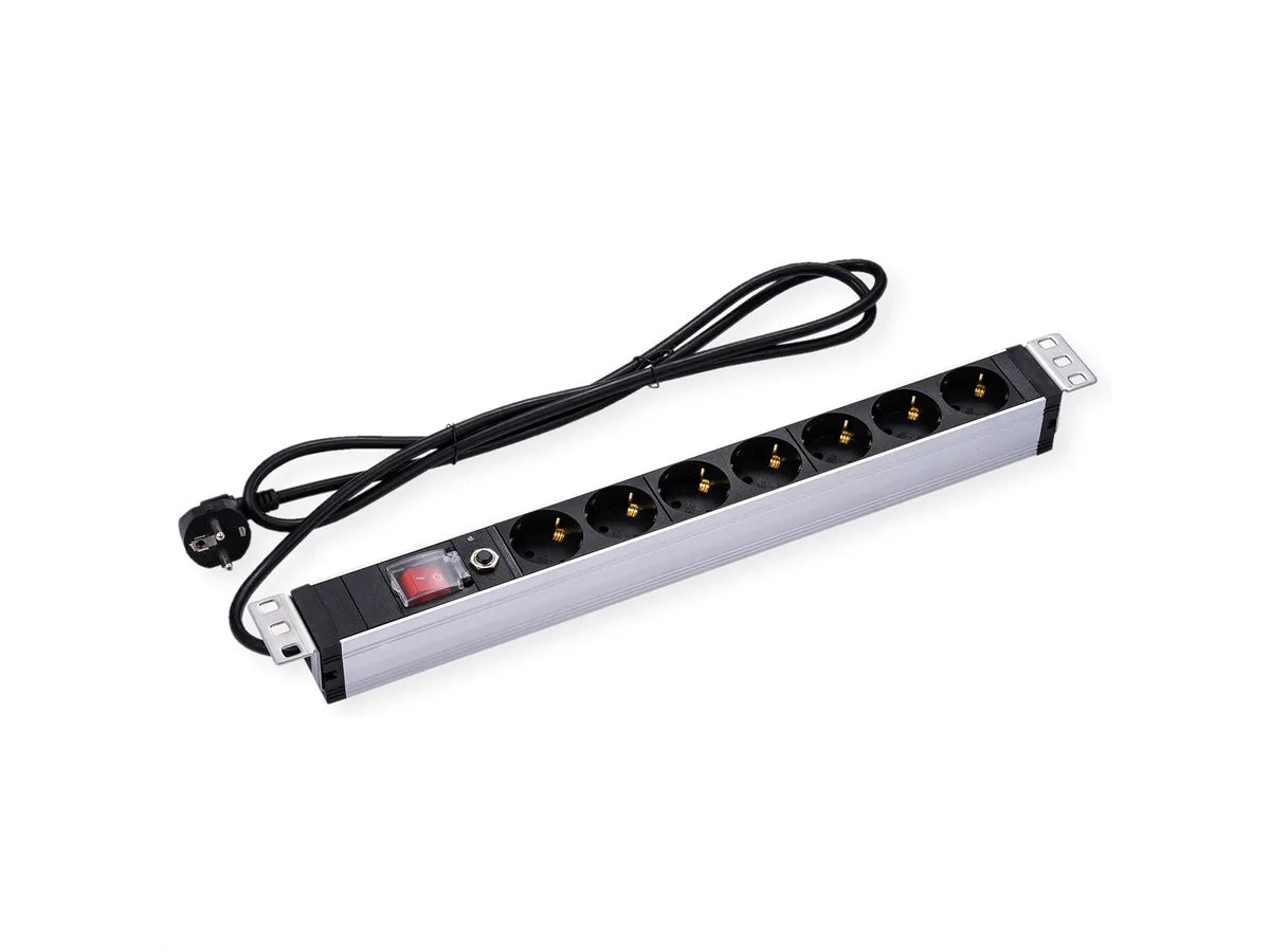 VALUE 19" 1UH, PDU 7 - WAY SOCKET, 45, WITH OVERLOAD PROTECTOR, 2M [19.99.1633]