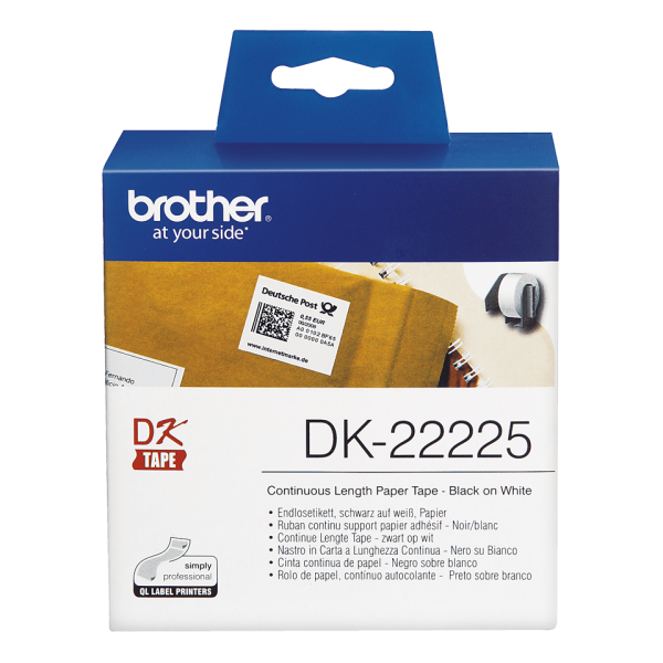 Brother DK-22225 Label Tape Black on White [DK22225]