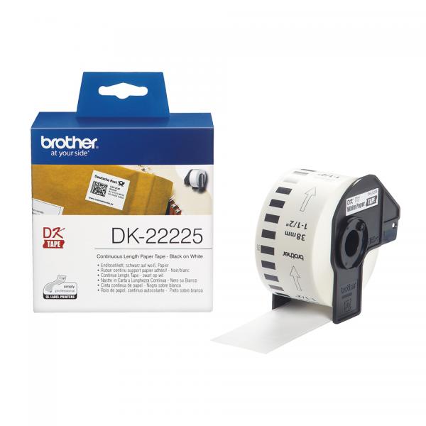 Brother DK-22225 nastro per etichettatrice Nero su bianco [DK22225]