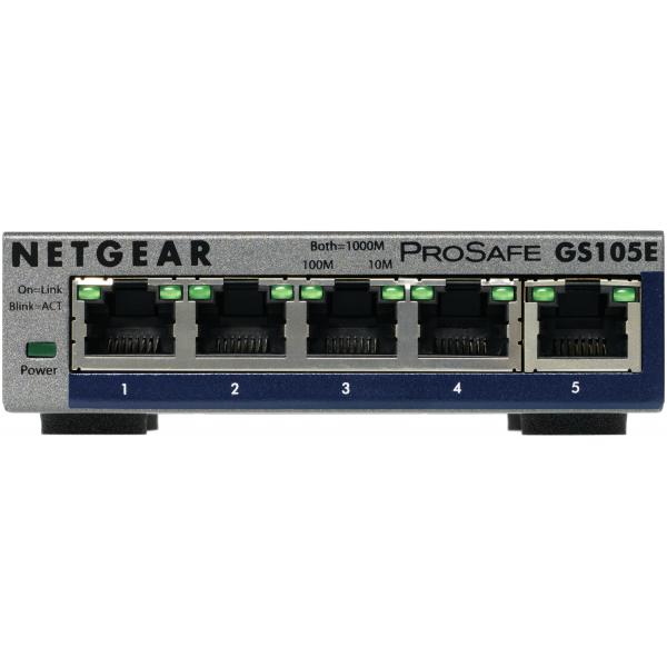 Conmutador Netgear Gigabit Ethernet Plus de 5 puertos [GS105E-200PES] 