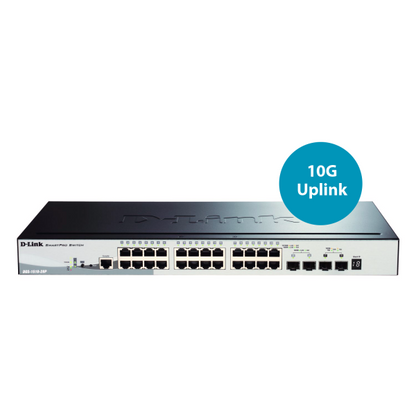 D-Link DGS-1510-28P switch di rete Gestito L3 Gigabit Ethernet (10/100/1000) Supporto Power over Ethernet (PoE) Nero [DGS-1510-28P]