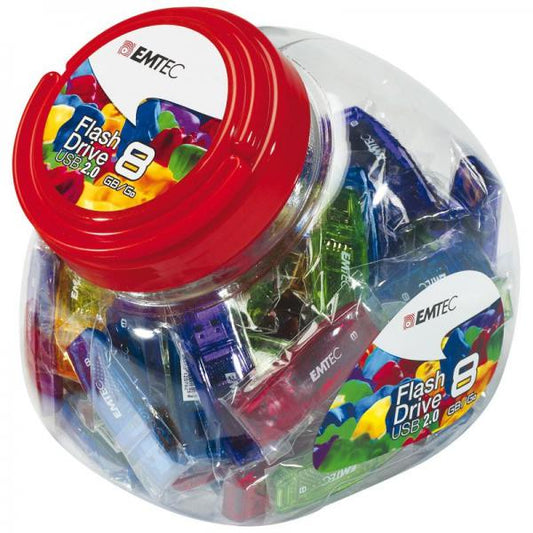 Emtec C410 Color Mix - Candy Jar 2.0 unità flash USB 8 GB USB tipo A Blu, Verde, Viola, Rosso, Giallo [ECMMD8GC410JAR80]