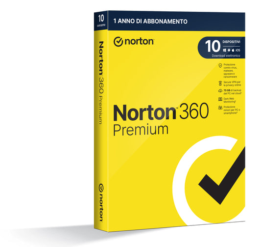 NORTON 360 PREMIUM 75GB IT 1 USER 10 DEVICE 1Y VECCHIO CODICE 21397805 [21429125]