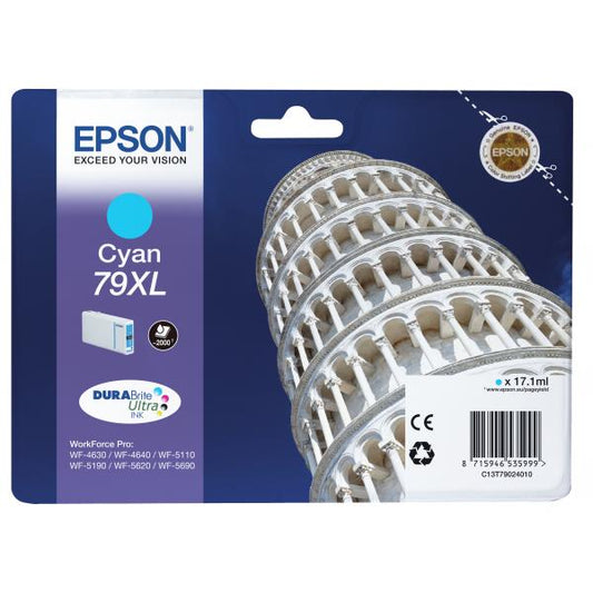 CARRITO DE TINTA EPSON CIAN XL PARA SERIE WF-5620 TORRE DI PISA [C13T79024010]