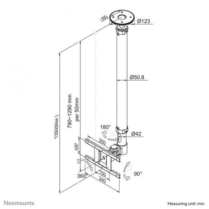 Neomounts Up to 30 Inch - Flat screen Ceiling Mount - Full Motion - VESA up to 200 x 100 - White [FPMA-C100WHITE]