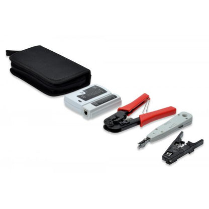 Digitus Network Tool Set - LAN Tester - Crimping Tool - Cut and Stripping Tool - Punch Down Tool - Bag [DN-94022]