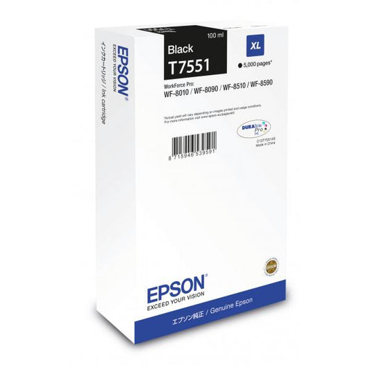 EPSON CART INK NERO XL 5.000PAG PER WF-PRO 8090/8590, SERIE TORRE DI PISA [C13T755140]