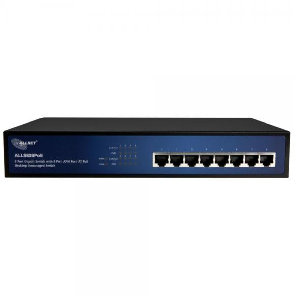 Allnet ALL8808POE, Switch, 8x10/100/1000Mbps, fullPoE on 8 ports (802.3af), or 4 ports to 30W ALL8808POE [ALL8808POE]