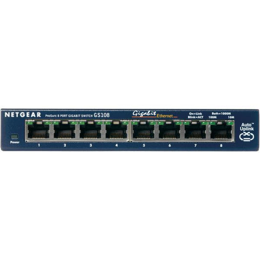 NETGEAR GS108GE switch di rete Non gestito Gigabit Ethernet (10/100/1000) Blu [GS108GE]