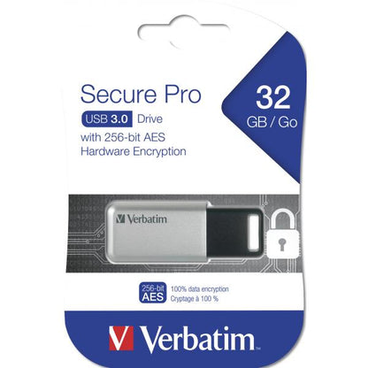 VERBATIM PEN DRIVE USB SECURE PRO 32GB USB 3.2 Gen.1 Crittografia AES a 256 bit [098665]