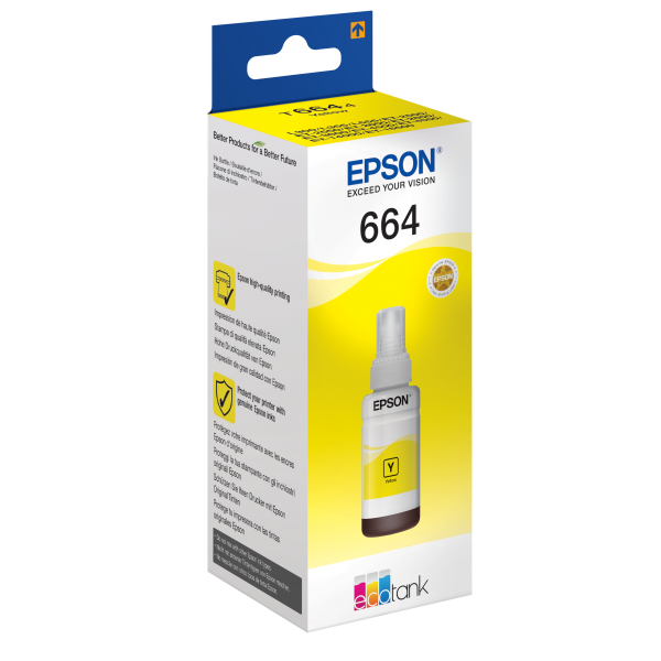 EPSON FLACONE INK GIALLO 70ML PER SERIE L ECO TANK, T6641 [C13T664440]