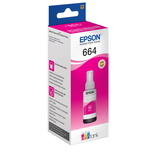 BOTELLA DE TINTA EPSON MAGENTA 70ML PARA ECO TANK SERIE L, T6641 [C13T664340]