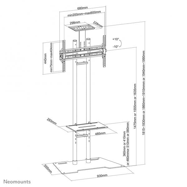 Neomounts Mobiletto per TV [PLASMA-M1700ES]