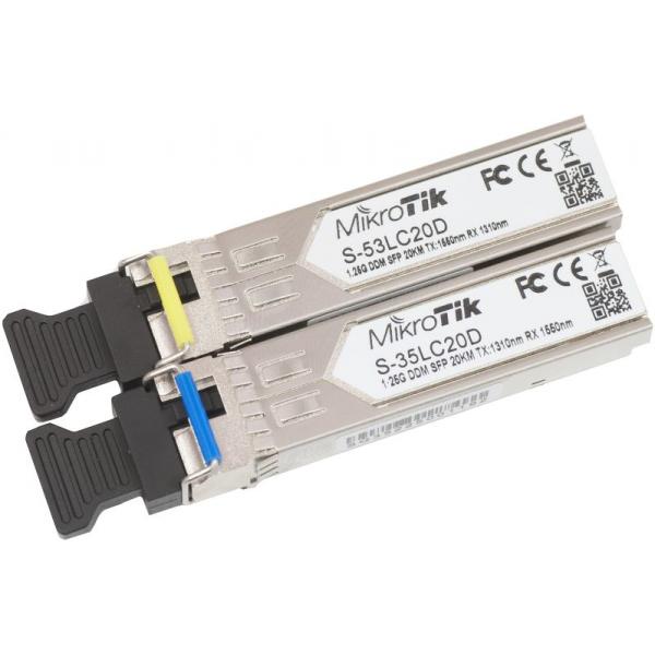 MikroTik, Par de módulos SFP, S, 35LC20D (1.25G SM 20km T1310nm/R1550nm) + S, 53LC20D S-3553LC20D [S-3553LC20D] 