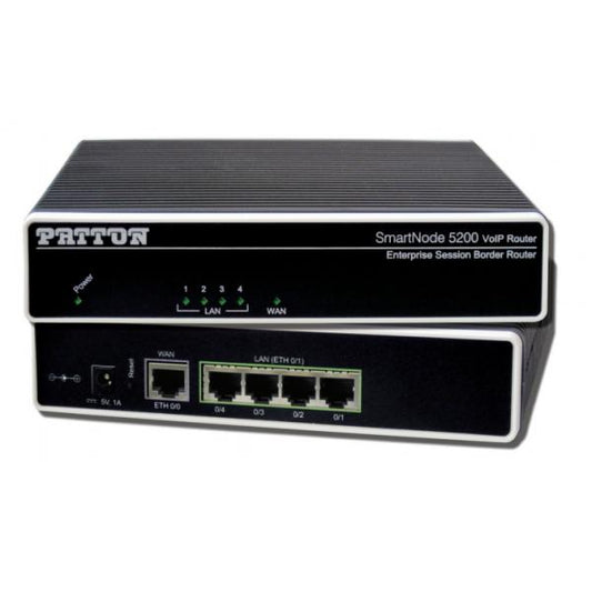 Patton SN5200/4B/EUI, ESBR, 4 SIP Sess (SIP back-to-back calls),up,to max 32 SIP Ses,5x Eth,no VoIP SN5200/4B/EUI [SN5200/4B/EUI]