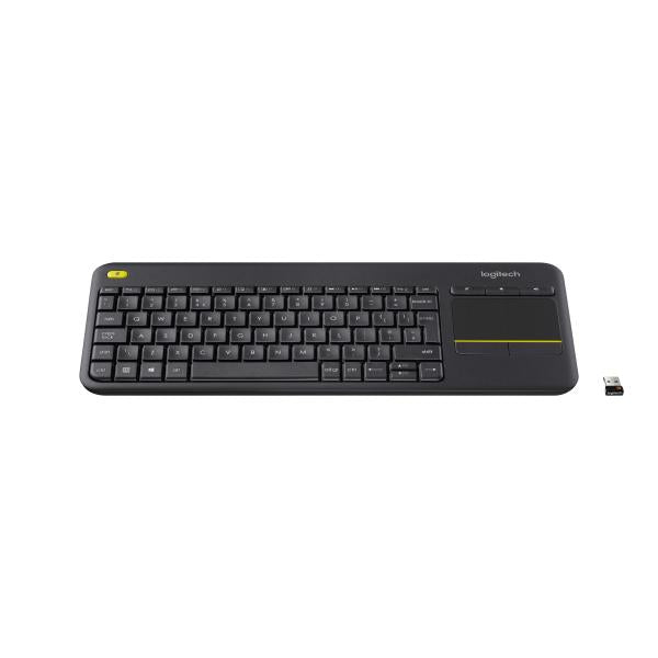 Logitech K400 Plus Tastiera Wireless Touch TV, Facili Controlli Multimediali e Touchpad Integrato, Tastiera HTPC per TV Collegata al PC, Windows, Android, Chrome OS, Laptop, Tablet [920-007135]