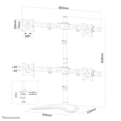 Neomounts Supporto da scrivania per monitor [NM-D335D4BLACK]