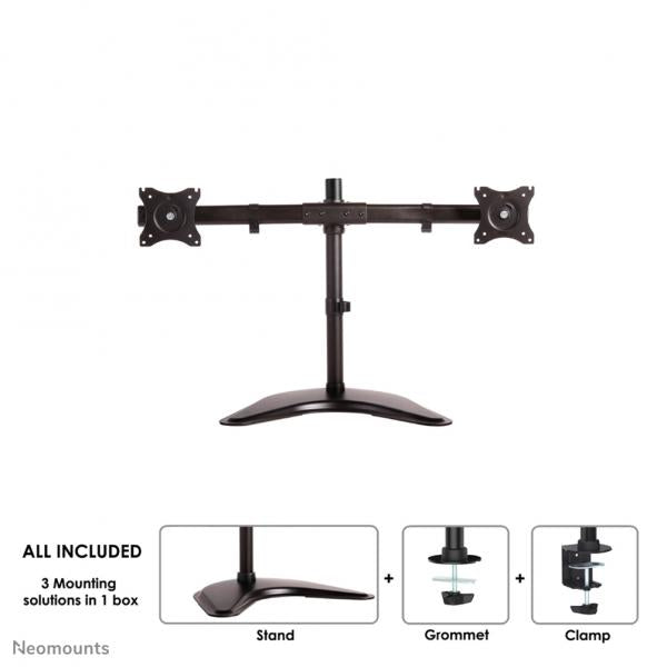 Neomounts 10-27 Inch - Flat screen desk mount - Clamp and Stand - 2 Screens - Black [NM-D335DBLACK]