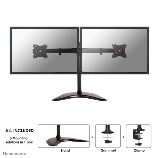 Neomounts 10-27 Inch - Flat screen desk mount - Clamp and Stand - 2 Screens - Black [NM-D335DBLACK]