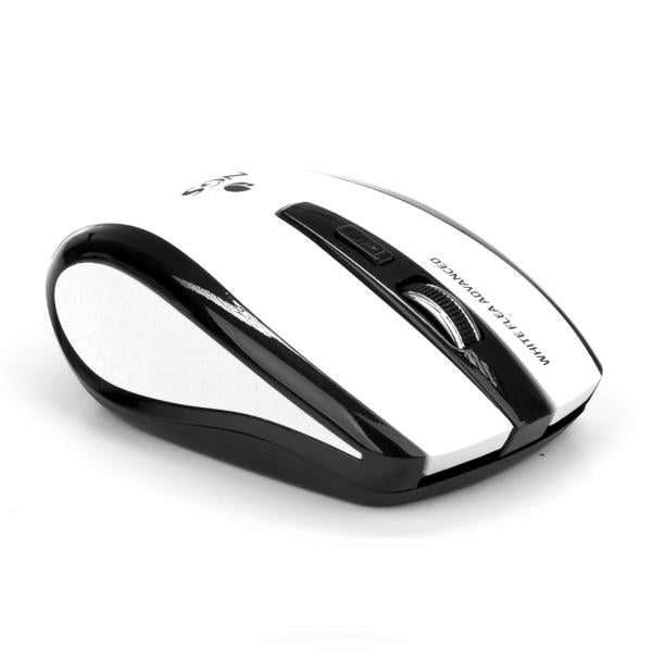 NGS MOUSE wireless RF 2,4 GHz con nano ricevitore USB. Risoluzione 800/1600 DPI. Colore nero/BIANCO [WHITEFLEAADVANCED]