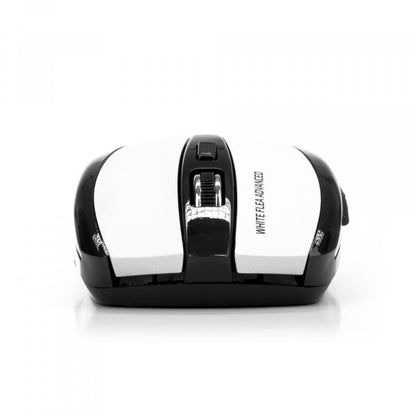 NGS MOUSE wireless RF 2,4 GHz con nano ricevitore USB. Risoluzione 800/1600 DPI. Colore nero/BIANCO [WHITEFLEAADVANCED]