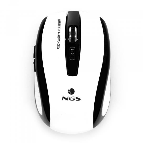 NGS MOUSE wireless RF 2,4 GHz con nano ricevitore USB. Risoluzione 800/1600 DPI. Colore nero/BIANCO [WHITEFLEAADVANCED]