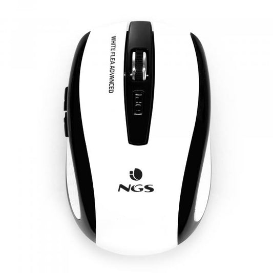 NGS MOUSE wireless RF 2.4GHz with USB nano receiver. Resolution 800/1600 DPI. Color black/WHITE [WHITEFLEAADVANCED] 